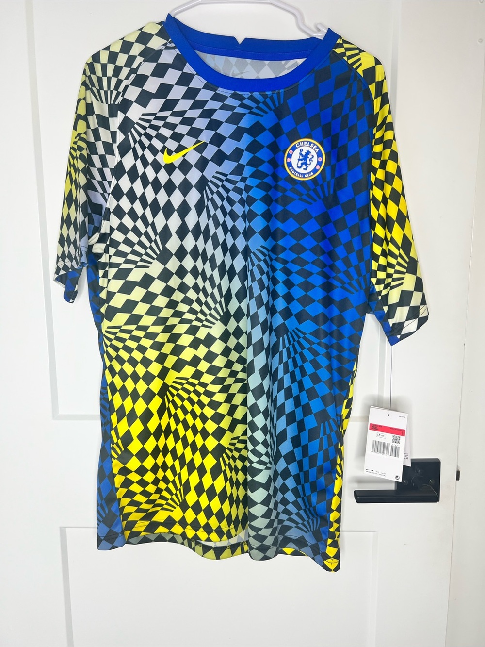 Nike PreMatch Checkered Soccer Jersey - Blue/Yellow/Black